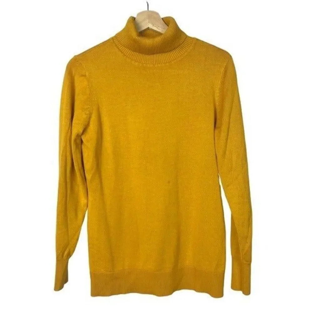Carolyn Taylor Golden Yellow Knit Turtleneck Sweater M